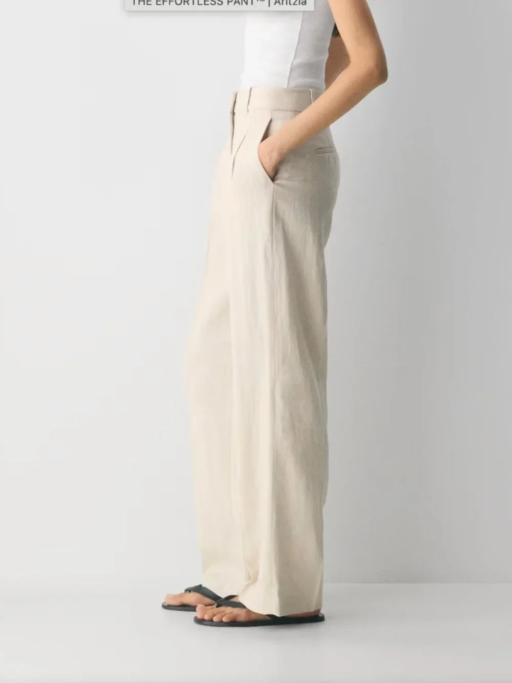 NWT Aritzia - Effortless Pant - Power Linen - Size 8 Cool Beige